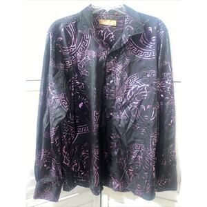 Men's Black and Purple Dress Shirt
